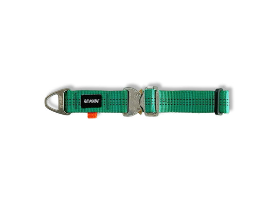 Re:Made Summit Dog Collar, Beal® Climbing Webbing | Green & Silver