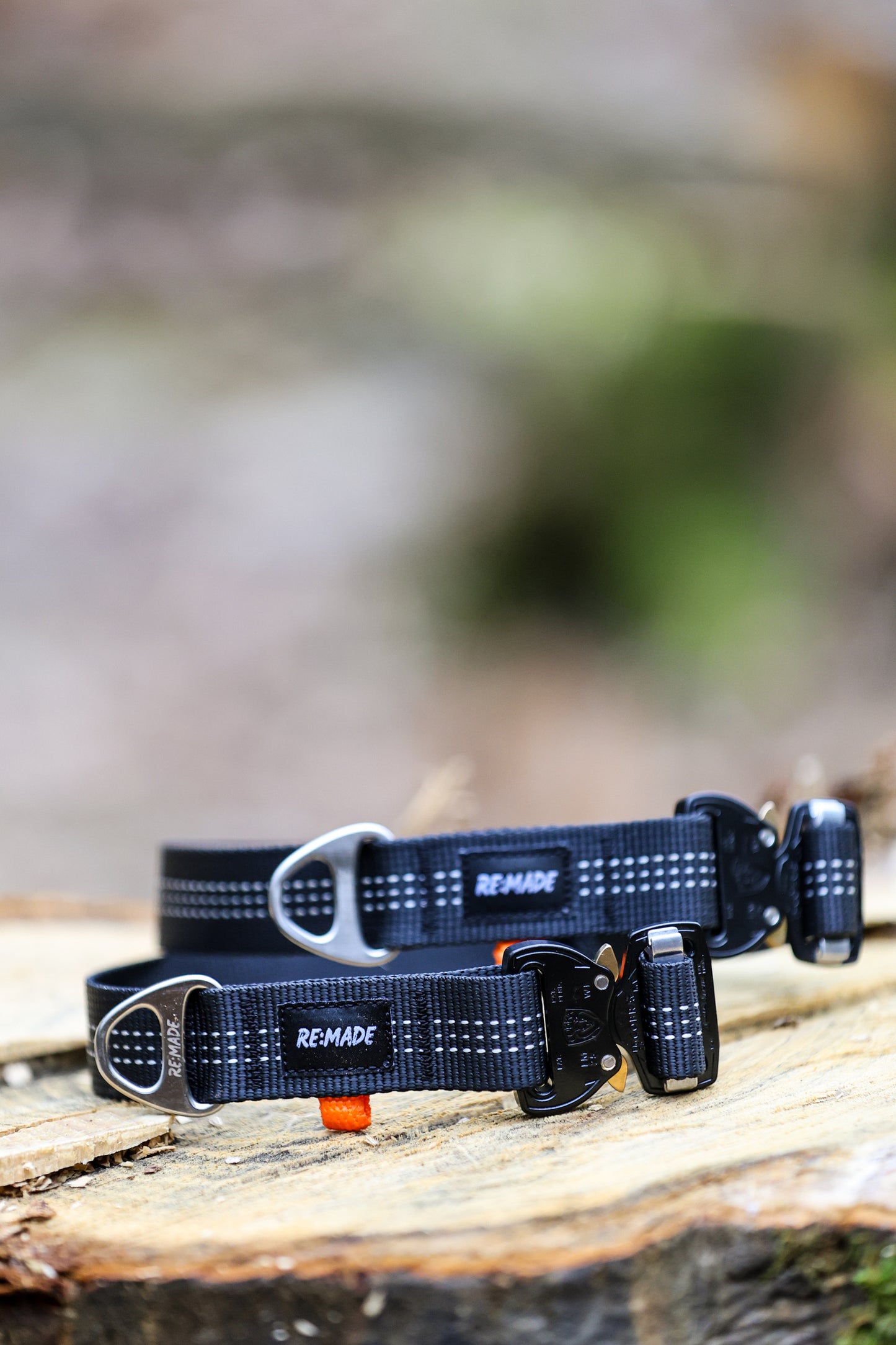 Re:Made Summit Dog Collar, Beal® Climbing Webbing | Black & Silver