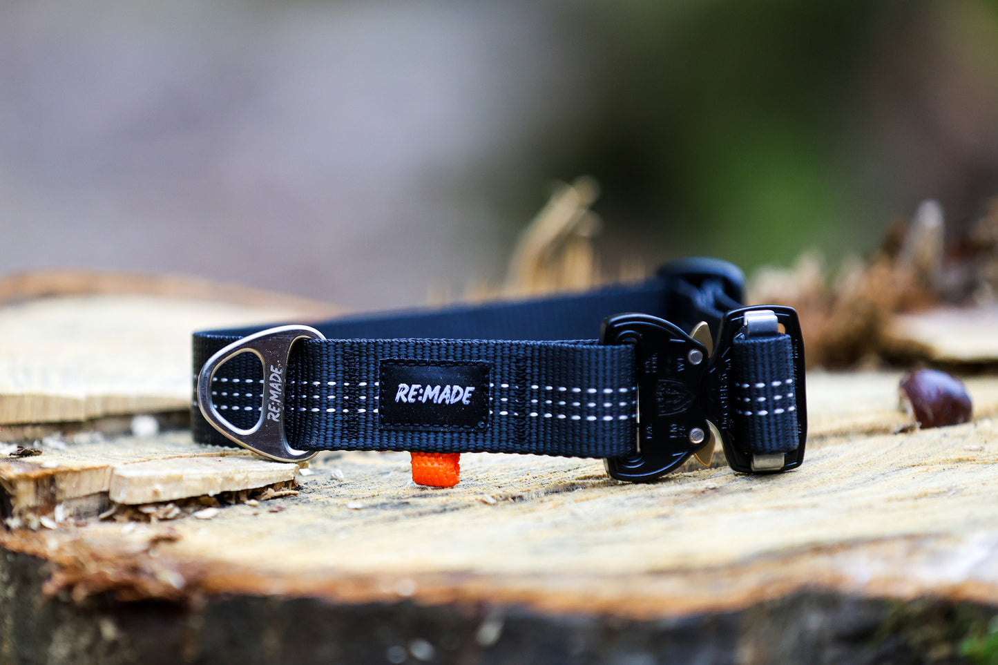 Re:Made Summit Dog Collar, Beal® Climbing Webbing | Black & Silver