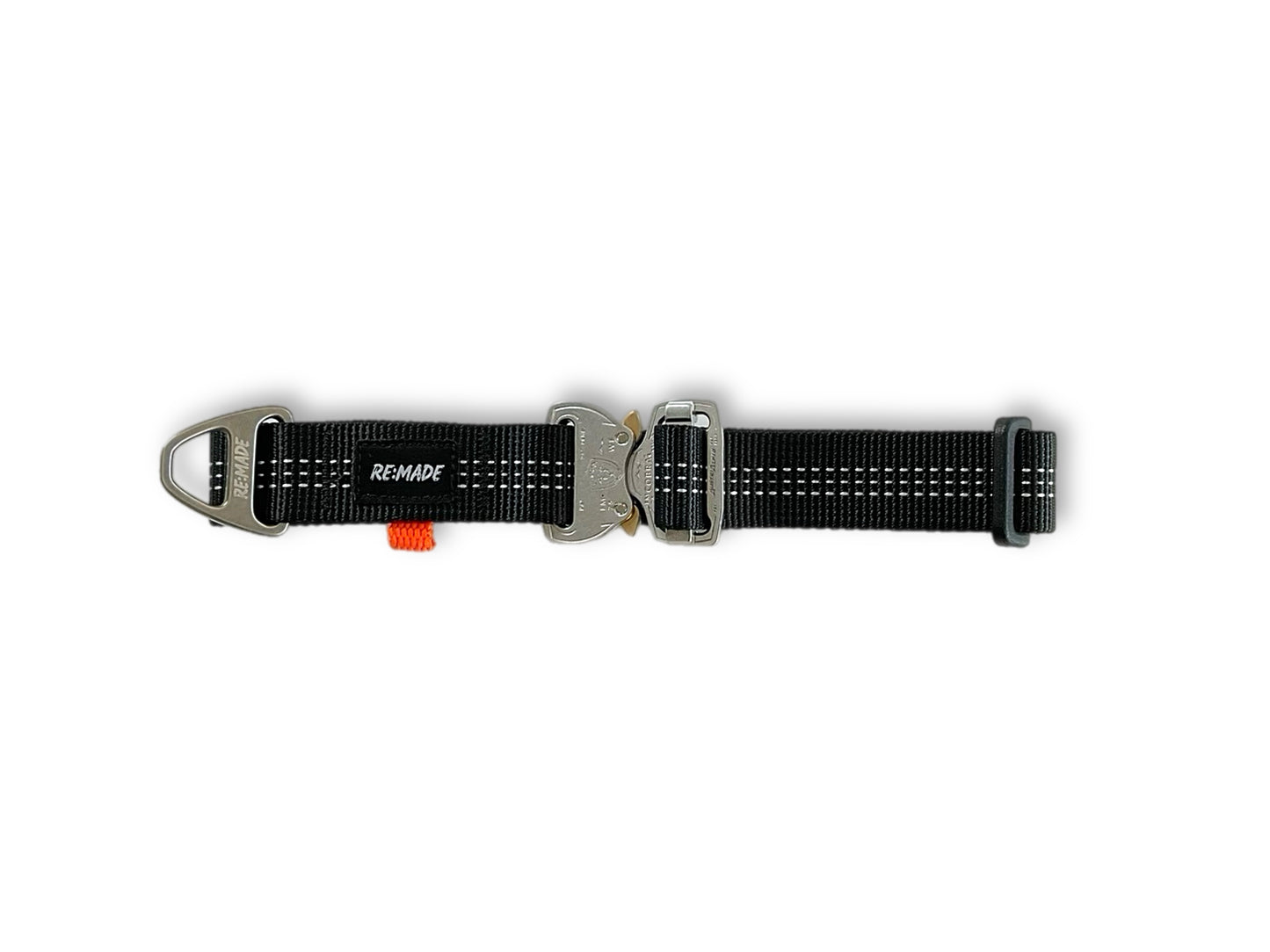 Re:Made Summit Dog Collar, Beal® Climbing Webbing | Black & Silver