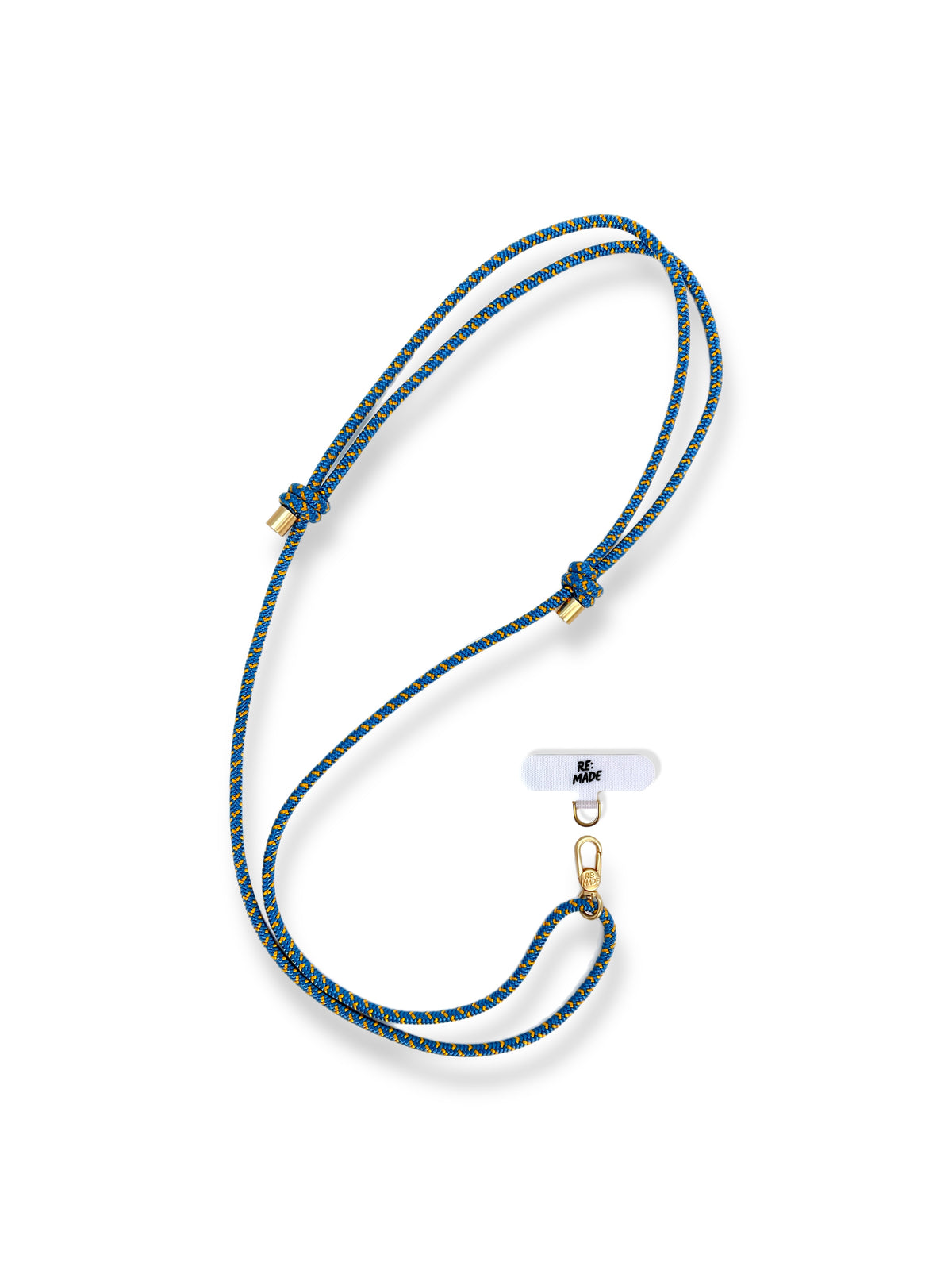Blue crossbody phone sling by Re:Made, handmade from Tendon climbing cord, additional product view