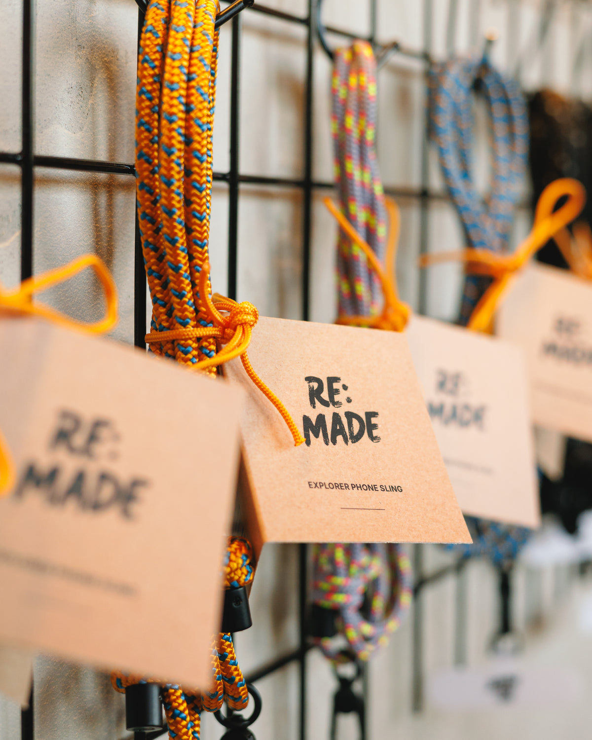 Scafell Pike Orange crossbody phone sling by Re:Made, handmade from Tendon climbing cord, additional product view