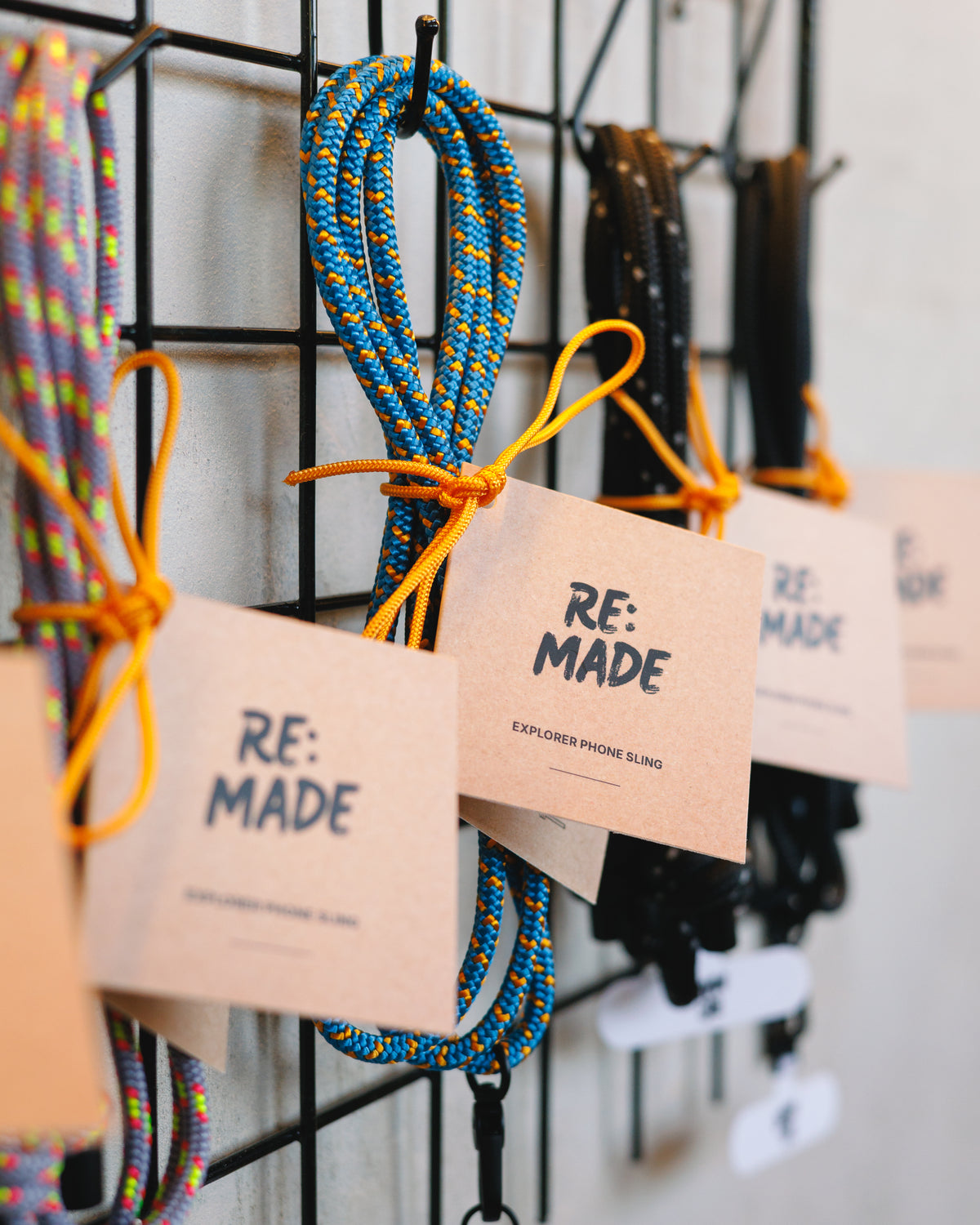Blue crossbody phone sling by Re:Made, handmade from Tendon climbing cord, additional product view