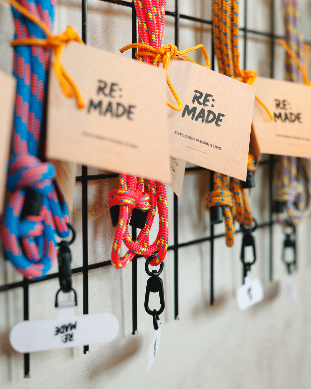 Catbells Pink crossbody phone sling by Re:Made, handmade from Beal climbing cord, additional product view