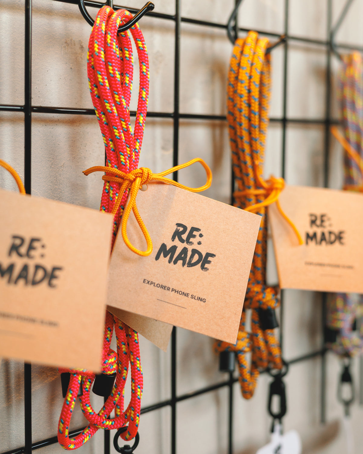 Catbells Pink crossbody phone sling by Re:Made, handmade from Beal climbing cord, additional product view