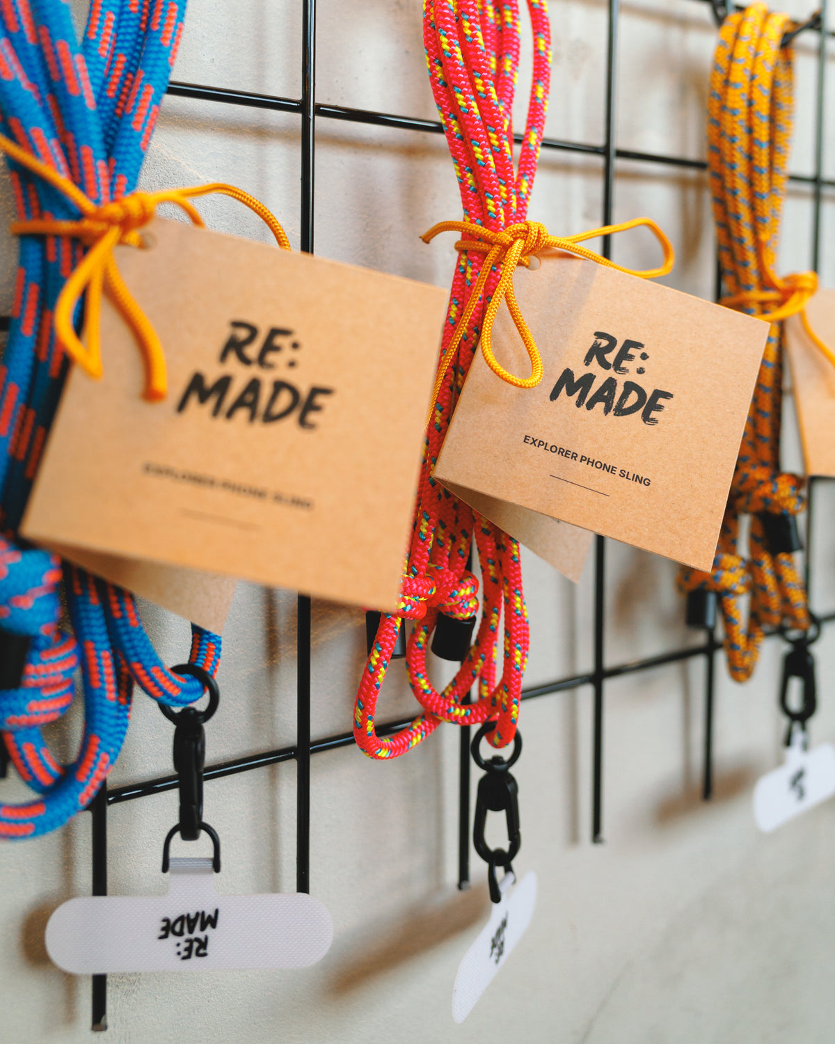 Catbells Pink crossbody phone sling by Re:Made, handmade from Beal climbing cord, additional product view