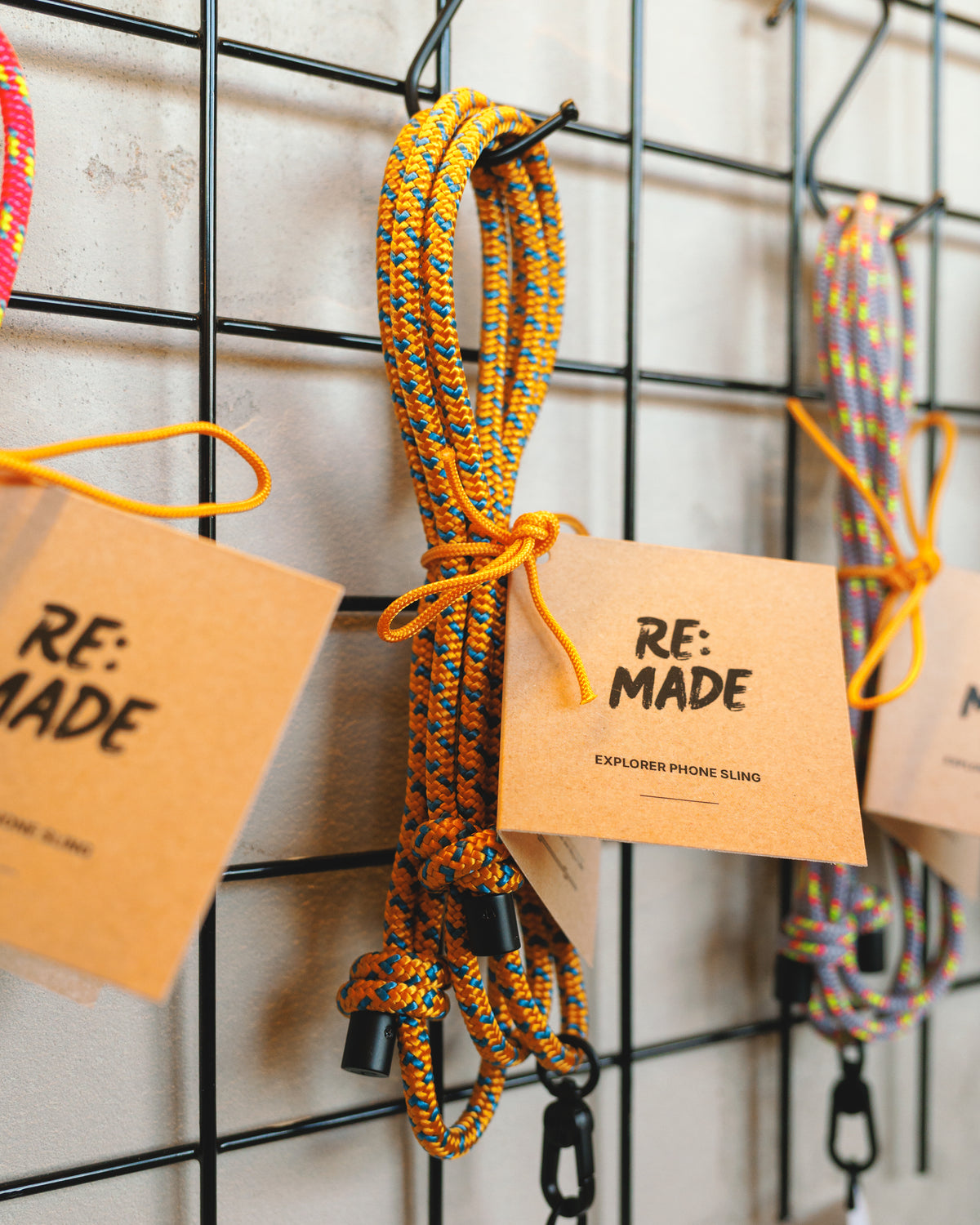 Scafell Pike Orange crossbody phone sling by Re:Made, handmade from Tendon climbing cord, additional product view