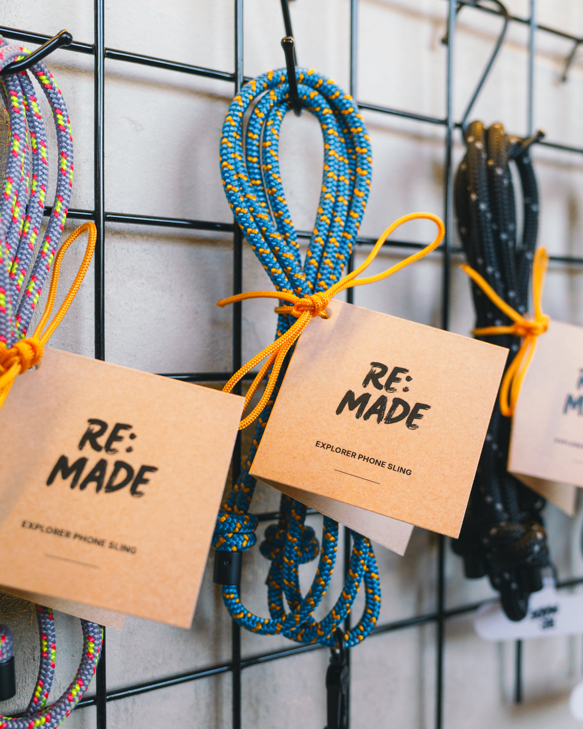 Blue crossbody phone sling by Re:Made, handmade from Tendon climbing cord, additional product view